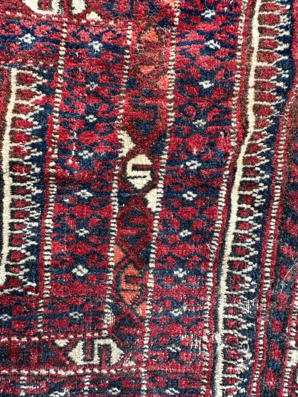 Bobyrug’s pretty antique tribal collectible Turkmen rug  For Sale 8