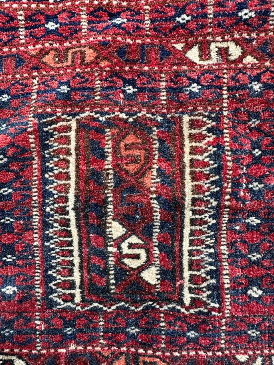 Bobyrug’s pretty antique tribal collectible Turkmen rug  For Sale 9