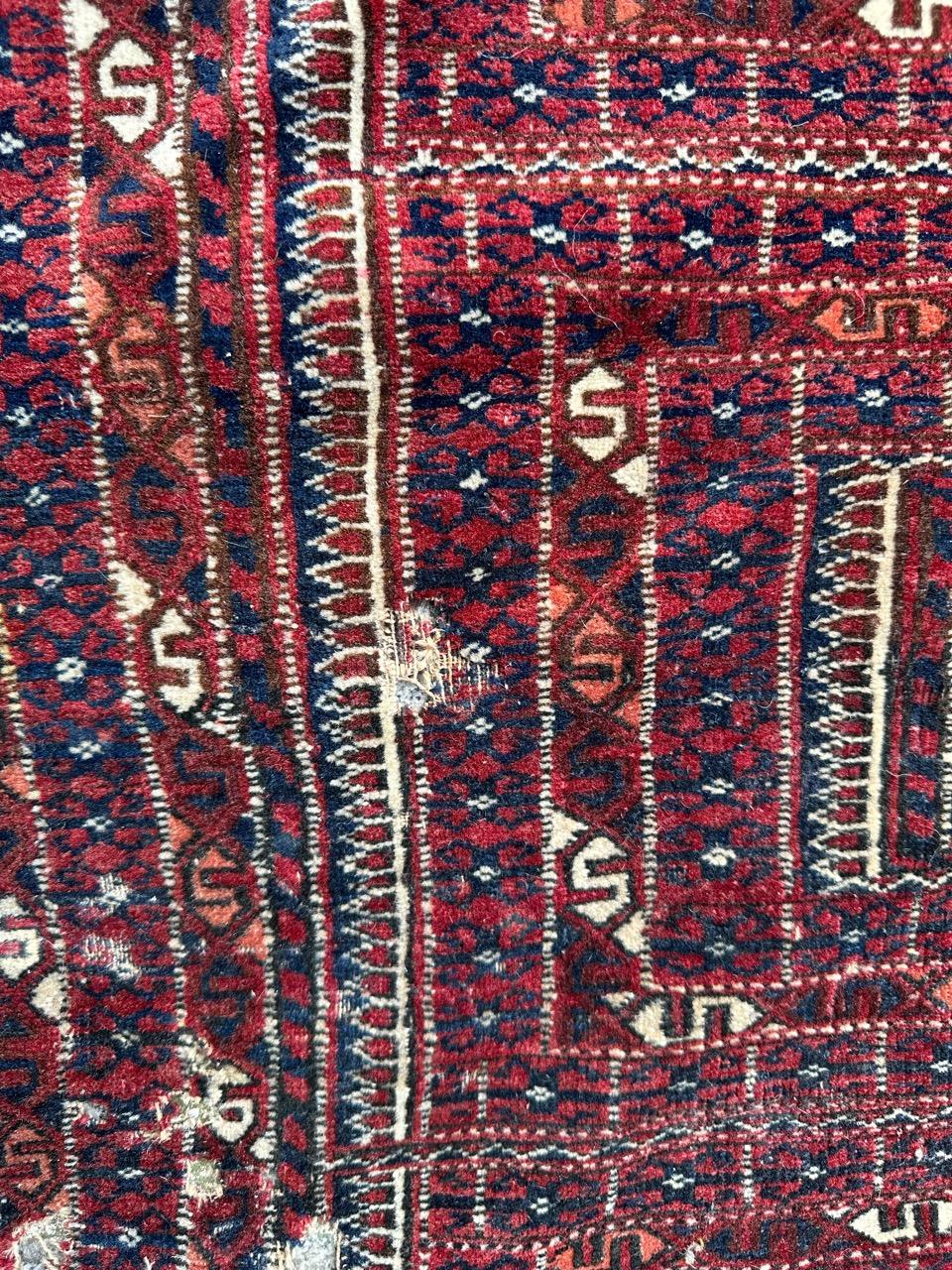 XIXe siècle Joli tapis turkmène tribal ancien de collection  en vente