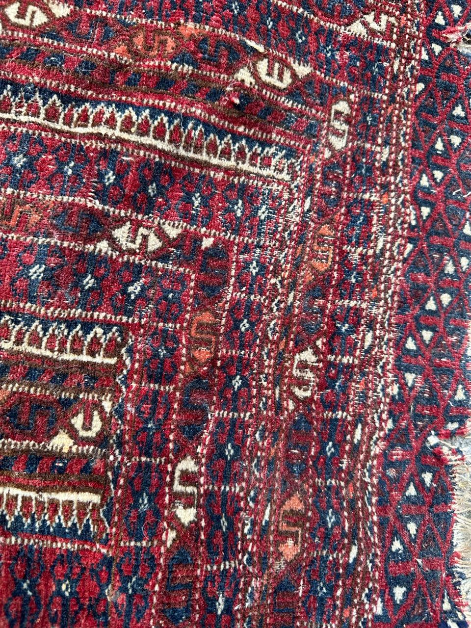 Wool Bobyrug’s pretty antique tribal collectible Turkmen rug  For Sale