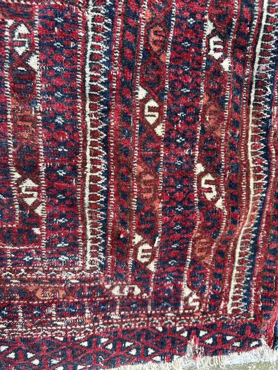 Bobyrug’s pretty antique tribal collectible Turkmen rug  For Sale 1