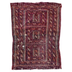 pretty antique tribal collectible Turkmen rug 