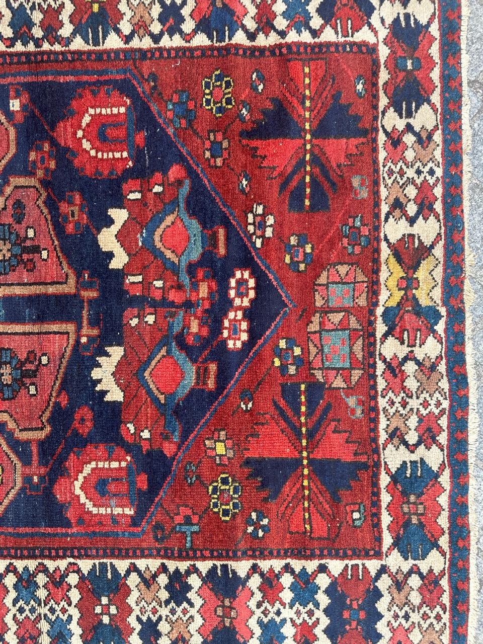 Hand-Knotted pretty antique tribal Hamadan rug  For Sale