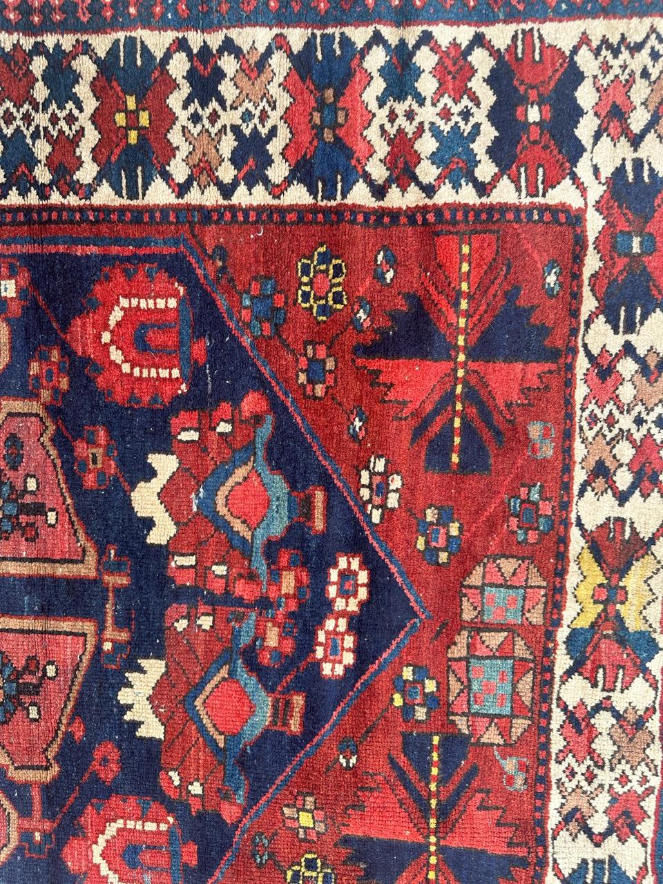 pretty antique tribal Hamadan rug  In Good Condition For Sale In Saint Ouen, FR