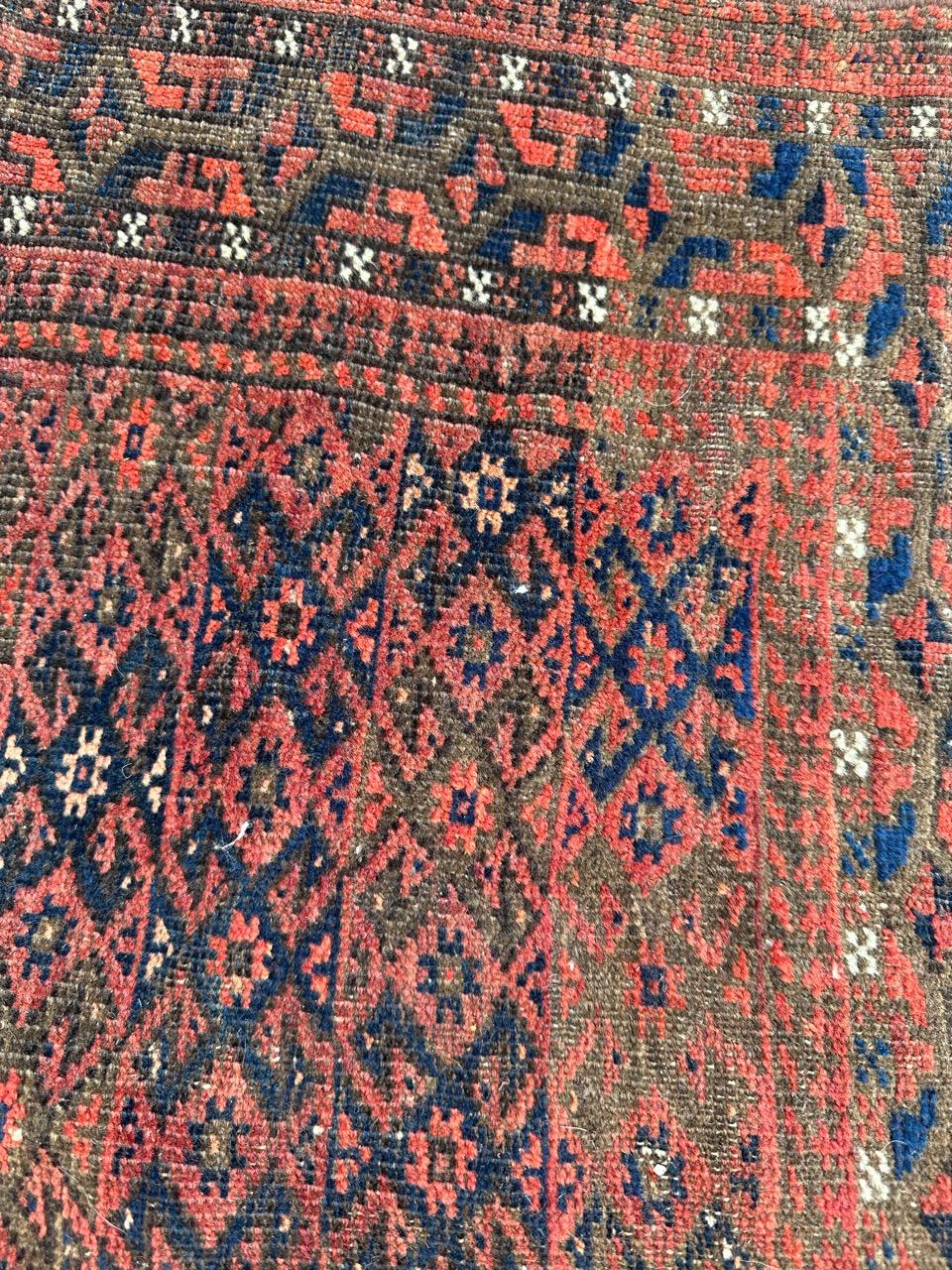 Bobyrug’s pretty antique tribal Turkmen Baluch rug For Sale 4