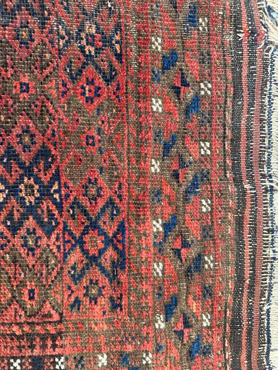 Bobyrug’s pretty antique tribal Turkmen Baluch rug For Sale 5