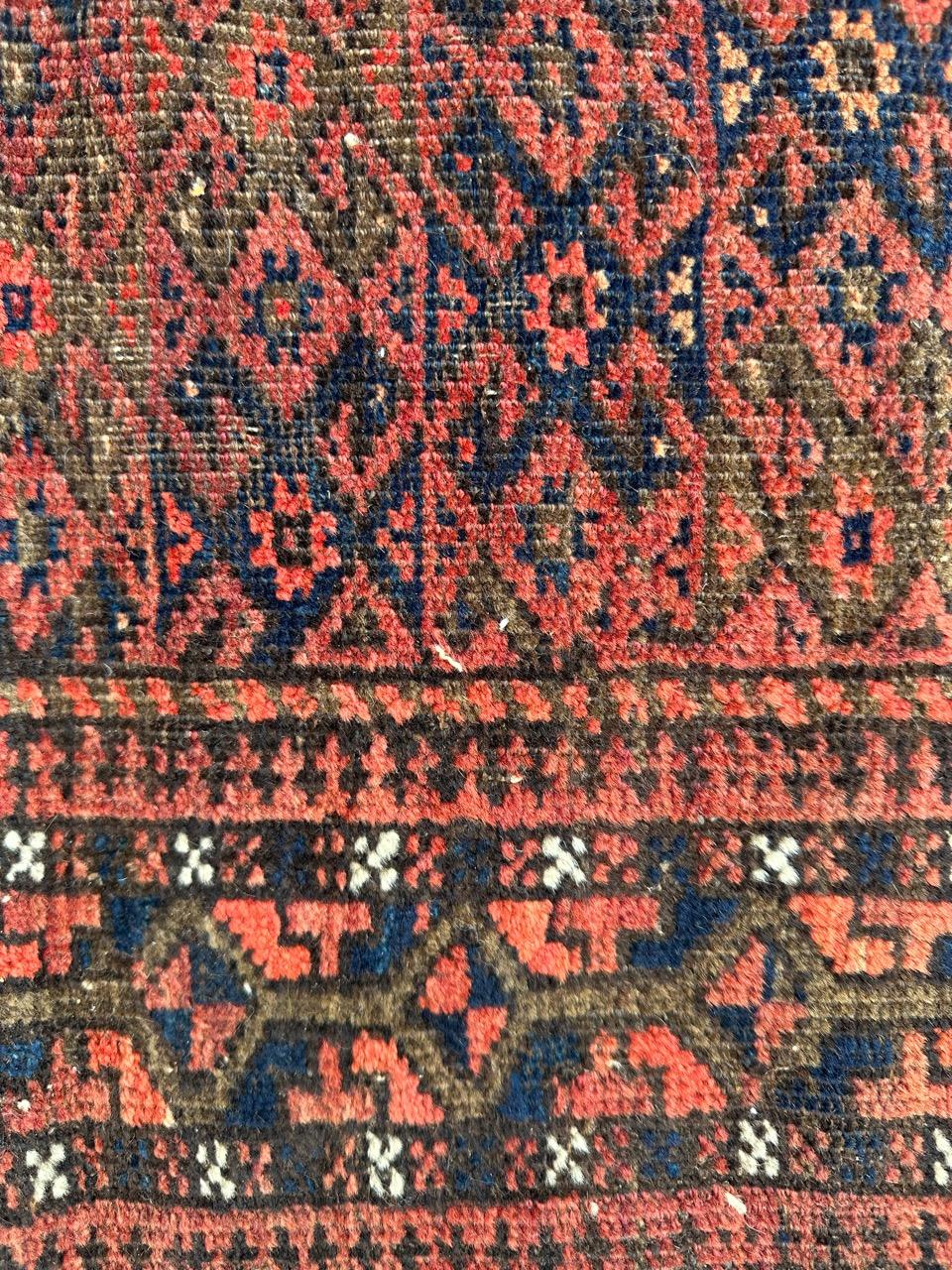 Bobyrug’s pretty antique tribal Turkmen Baluch rug For Sale 6