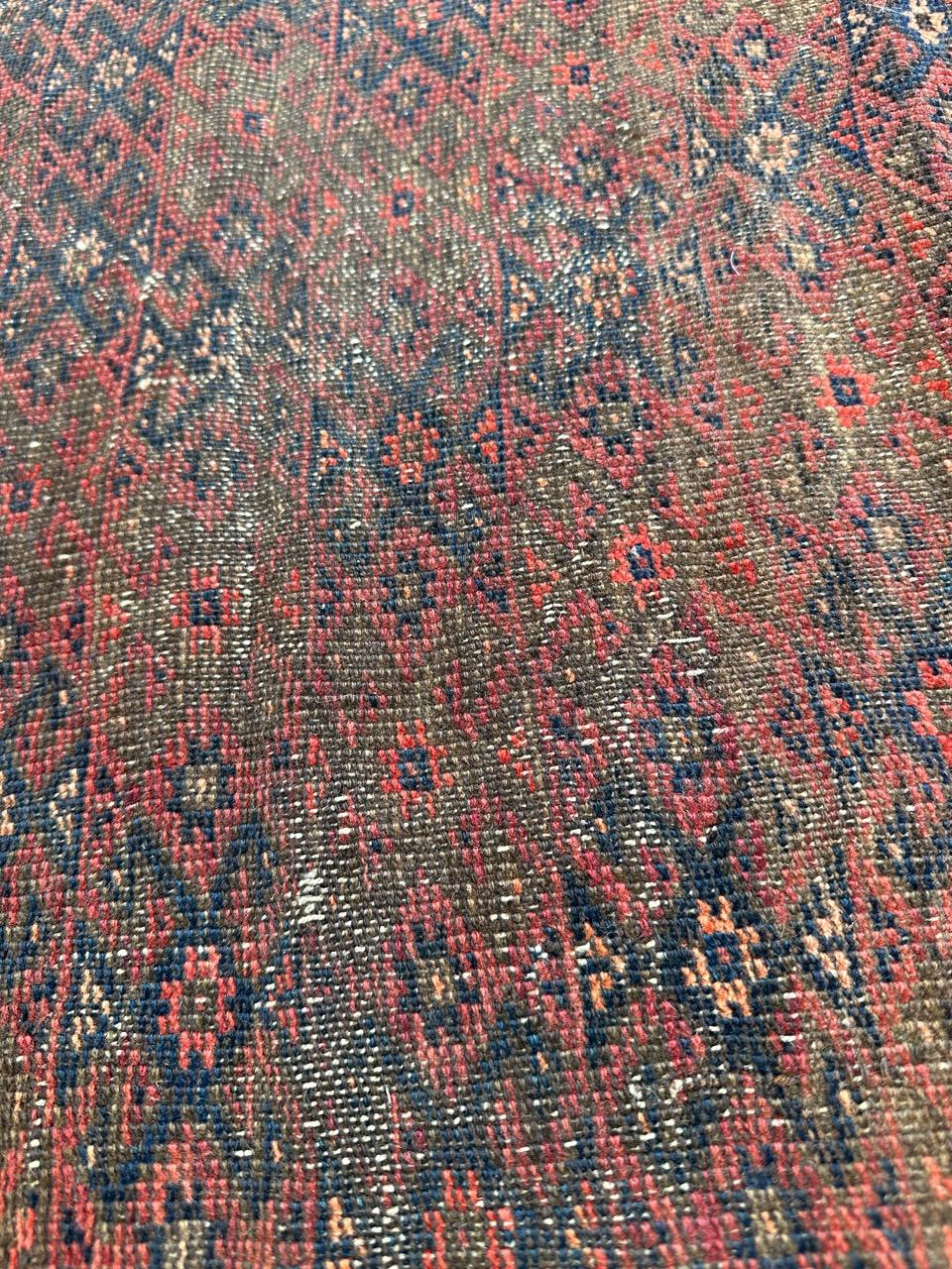 Bobyrug’s pretty antique tribal Turkmen Baluch rug For Sale 7