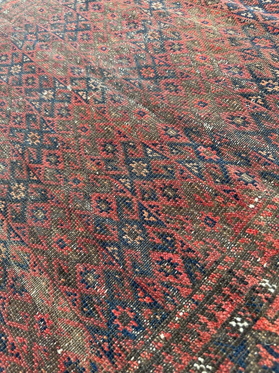 Bobyrug’s pretty antique tribal Turkmen Baluch rug For Sale 8