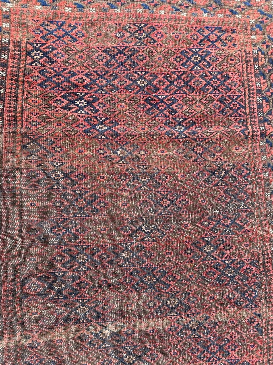 Bobyrug’s pretty antique tribal Turkmen Baluch rug For Sale 9