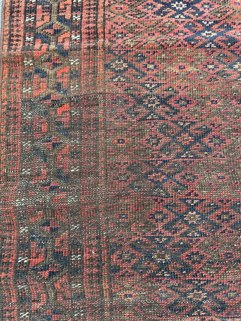 Bobyrug’s pretty antique tribal Turkmen Baluch rug For Sale 10