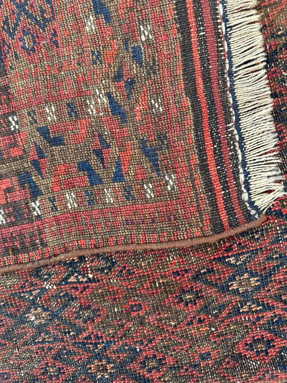 Bobyrug’s pretty antique tribal Turkmen Baluch rug For Sale 12