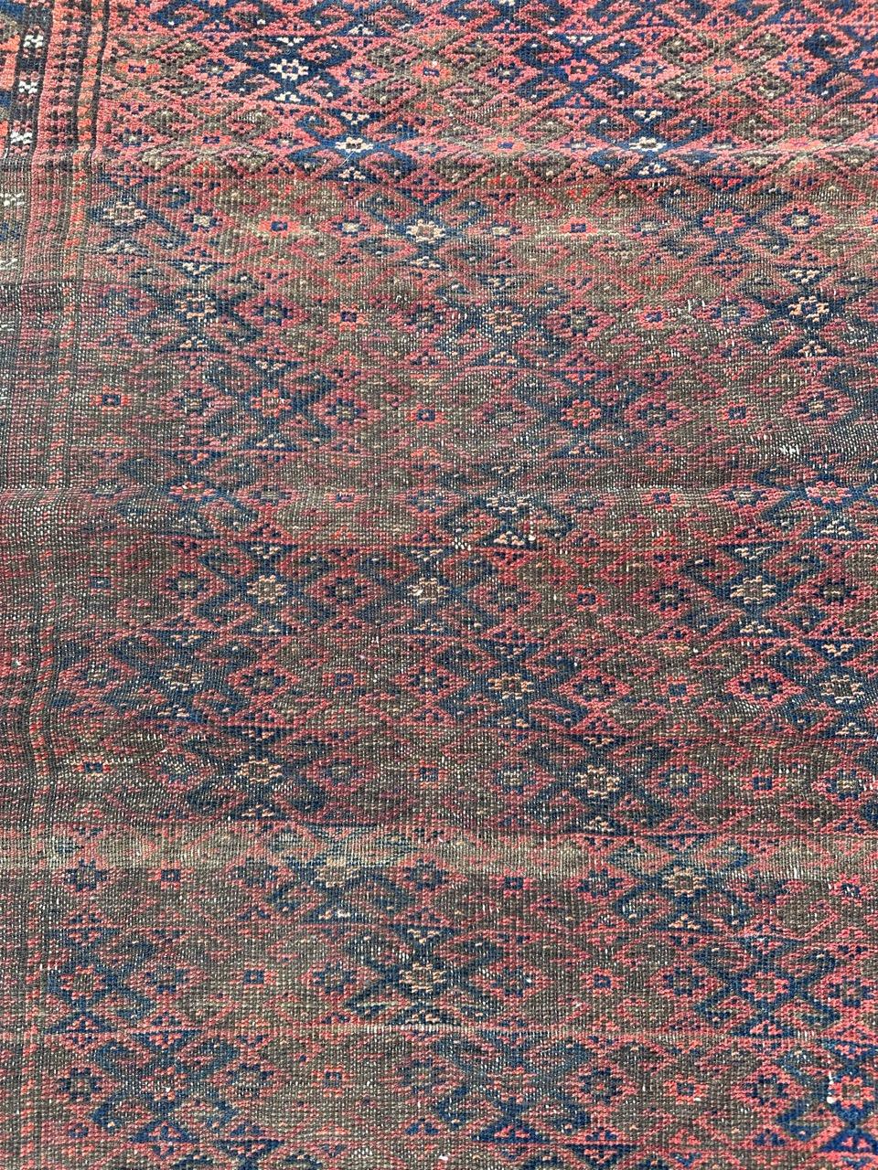 Bobyrug’s pretty antique tribal Turkmen Baluch rug For Sale 1