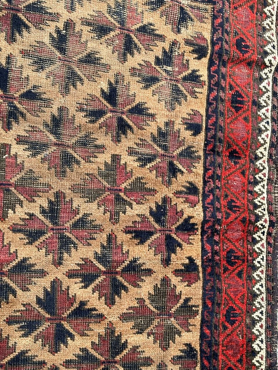 Bobyrug’s pretty antique Turkmen Baluch rug For Sale 3