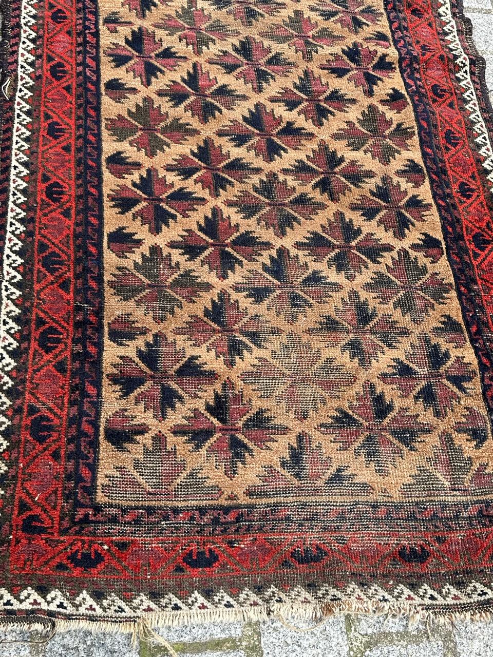 Bobyrug’s pretty antique Turkmen Baluch rug For Sale 7
