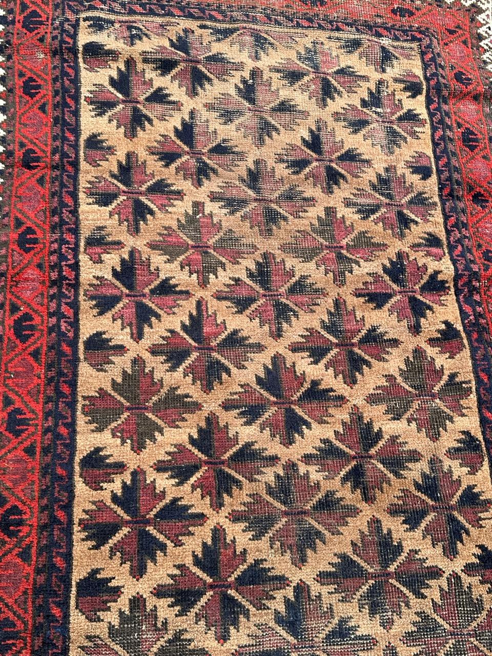 Bobyrug’s pretty antique Turkmen Baluch rug For Sale 8