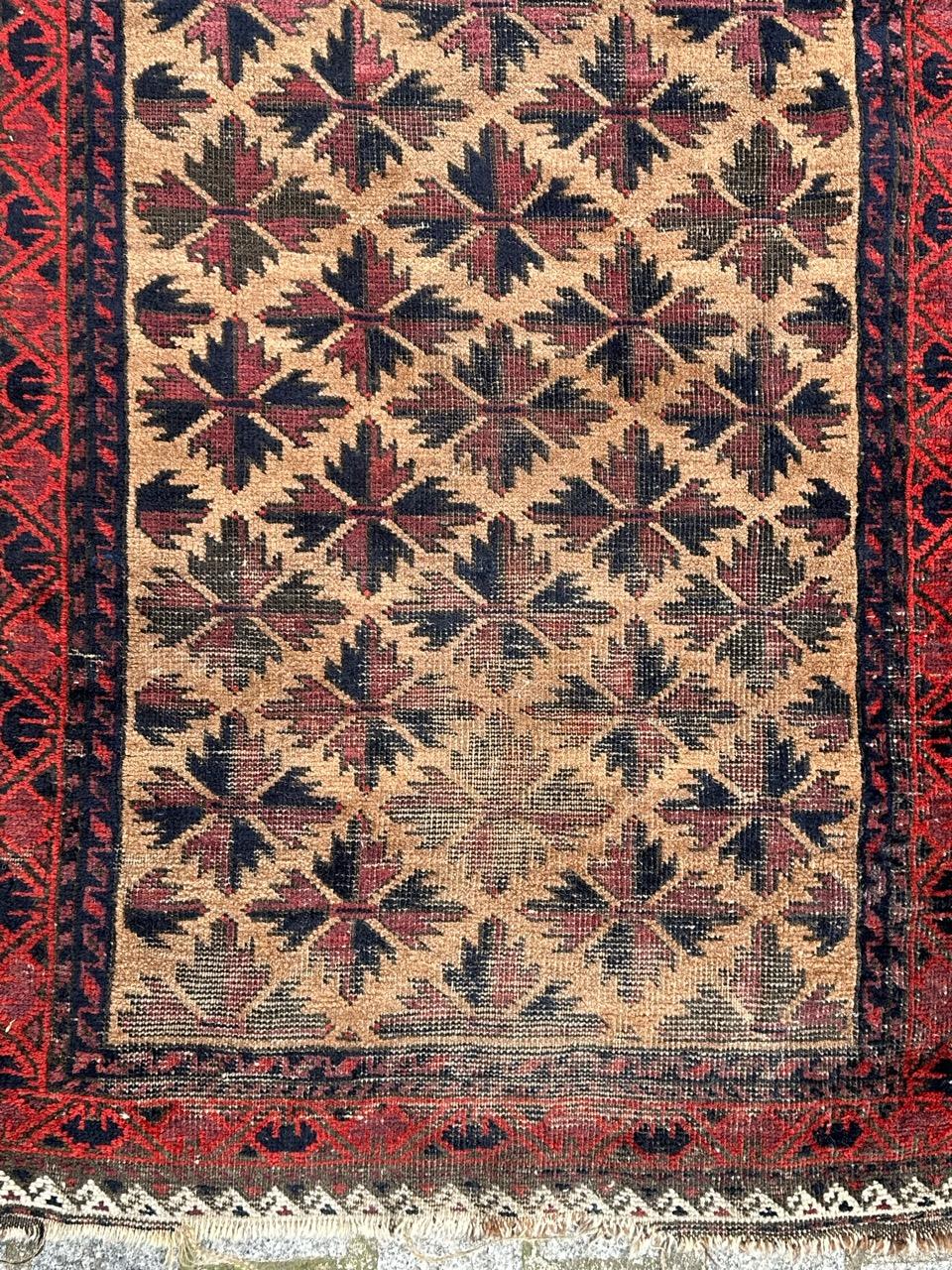 Afghan Bobyrug’s pretty antique Turkmen Baluch rug For Sale