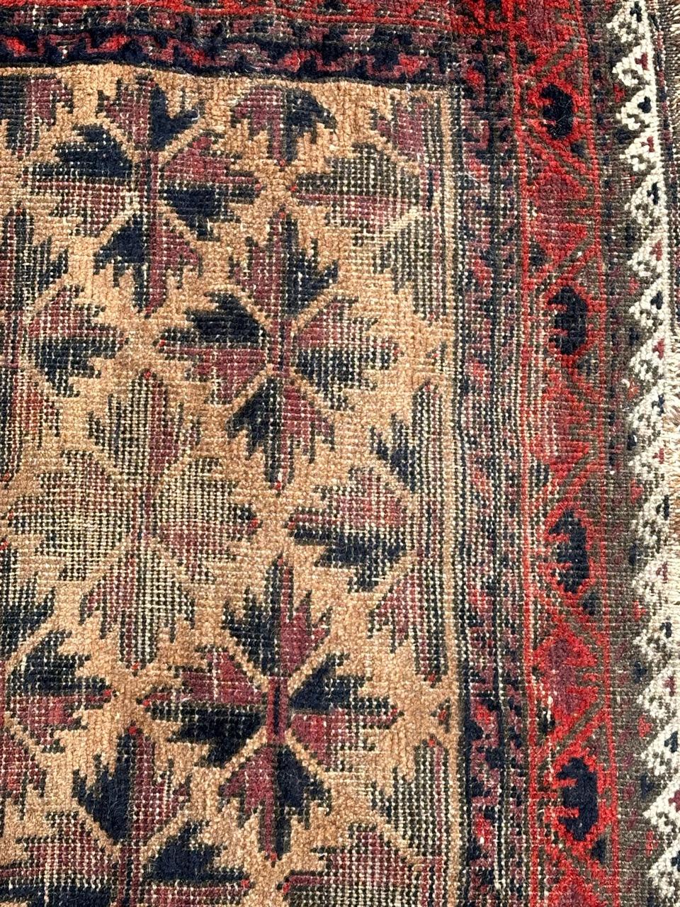 Hand-Knotted Bobyrug’s pretty antique Turkmen Baluch rug For Sale