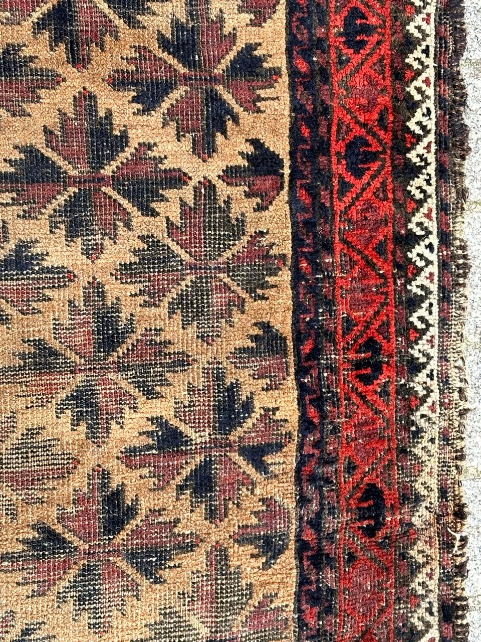 20th Century Bobyrug’s pretty antique Turkmen Baluch rug For Sale