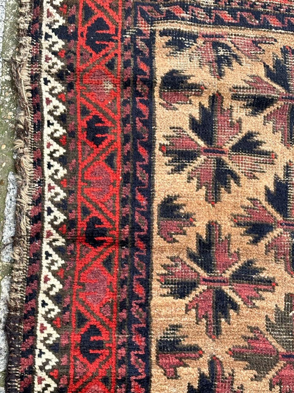Bobyrugs hübscher antiker turkmenischer Belutschen-Teppich (Wolle) im Angebot