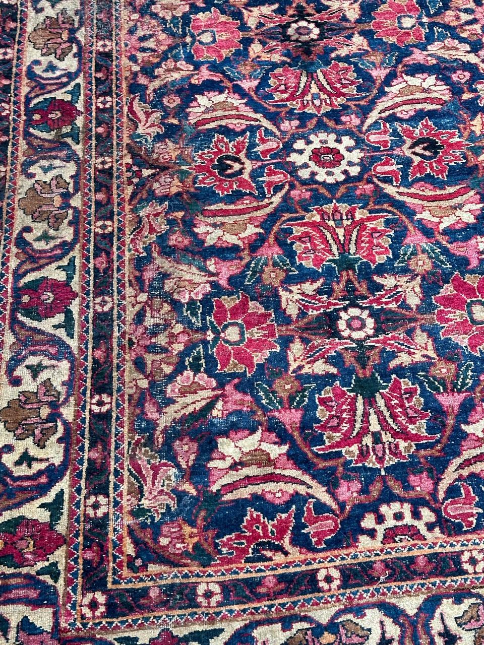 Bobyrug’s pretty antique Yazd rug  For Sale 8
