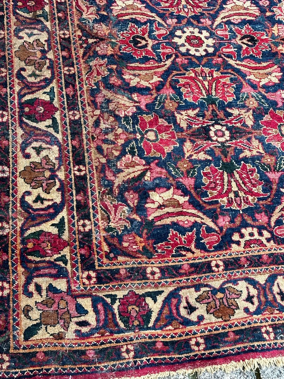 Hand-Knotted Bobyrug’s pretty antique Yazd rug  For Sale