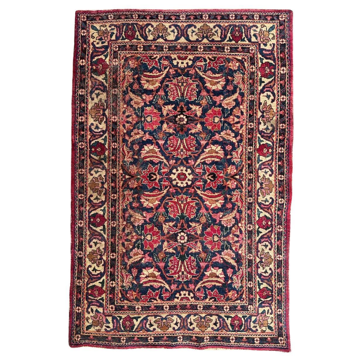 Bobyrug’s pretty antique Yazd rug  For Sale