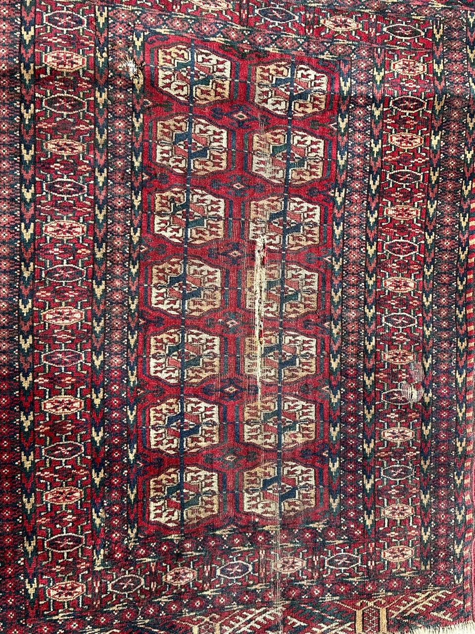 Bobyrug’s pretty distressed antique Bokhara rug  For Sale 6