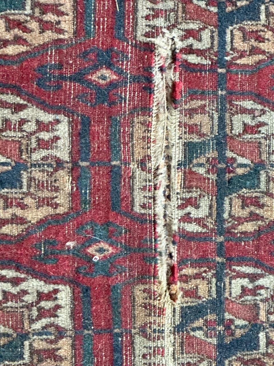 Hand-Knotted Bobyrug’s pretty distressed antique Bokhara rug  For Sale