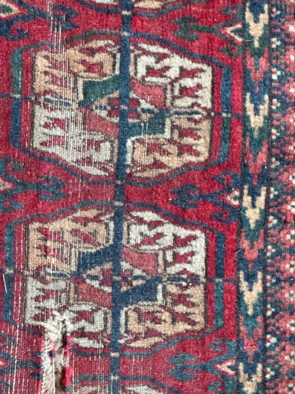 Wool Bobyrug’s pretty distressed antique Bokhara rug  For Sale