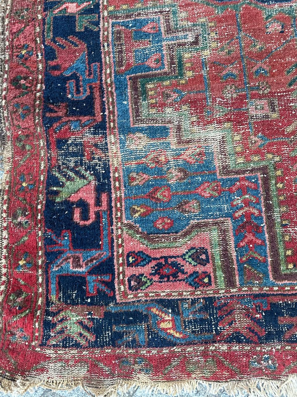 Bobyrug’s pretty distressed antique Hamadan rug  For Sale 2