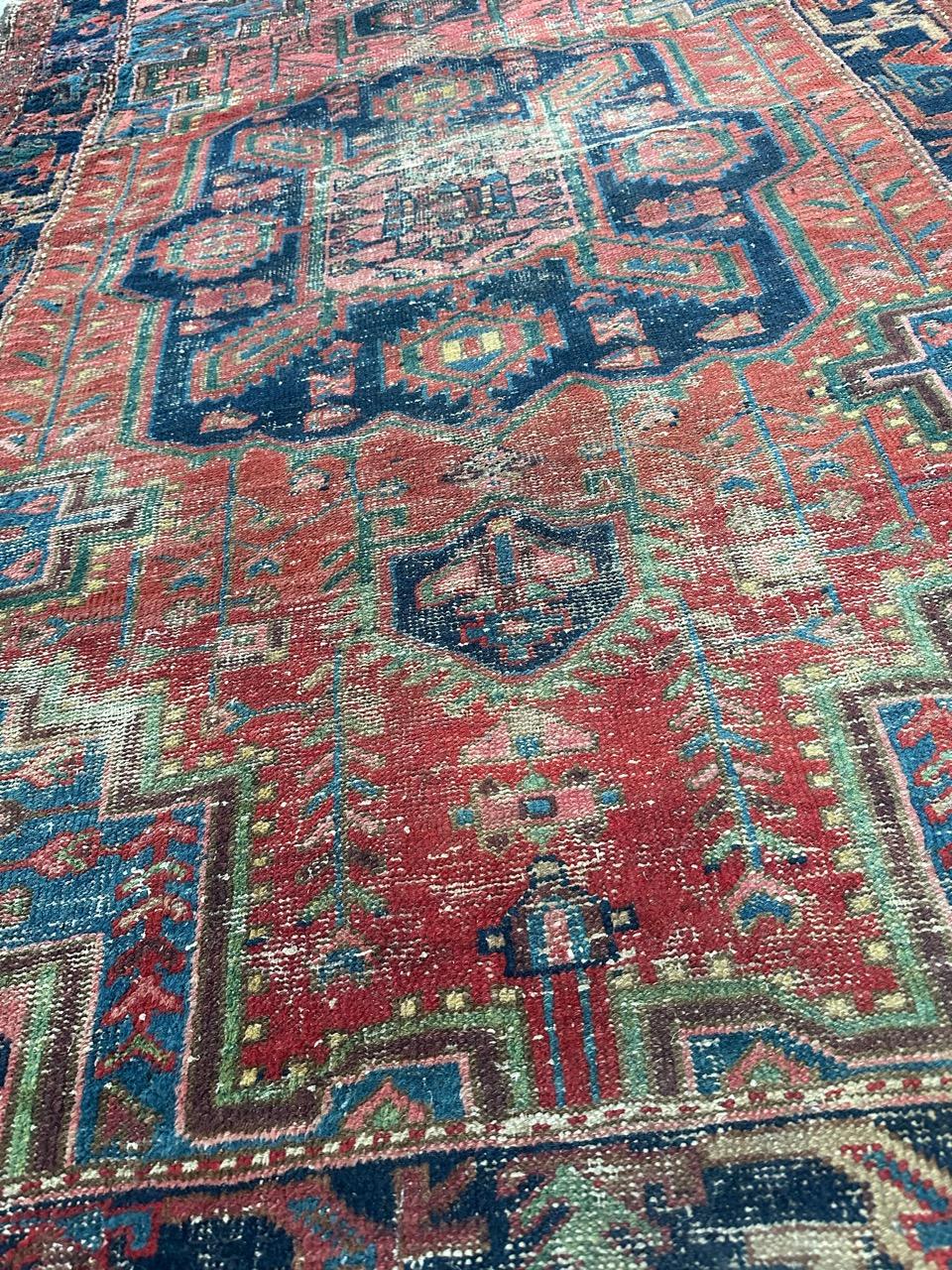 Bobyrug’s pretty distressed antique Hamadan rug  For Sale 3