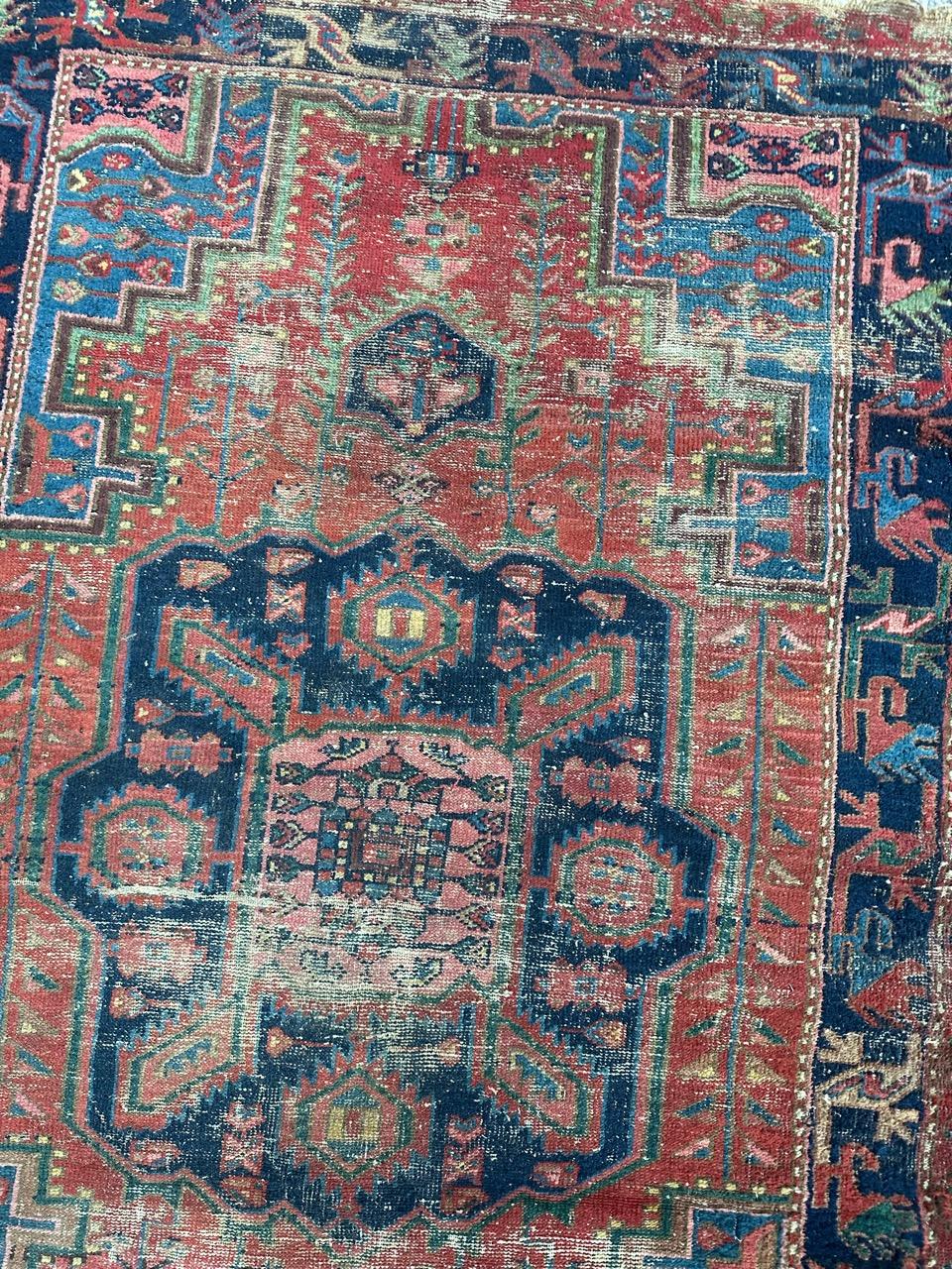 Bobyrug’s pretty distressed antique Hamadan rug  For Sale 5