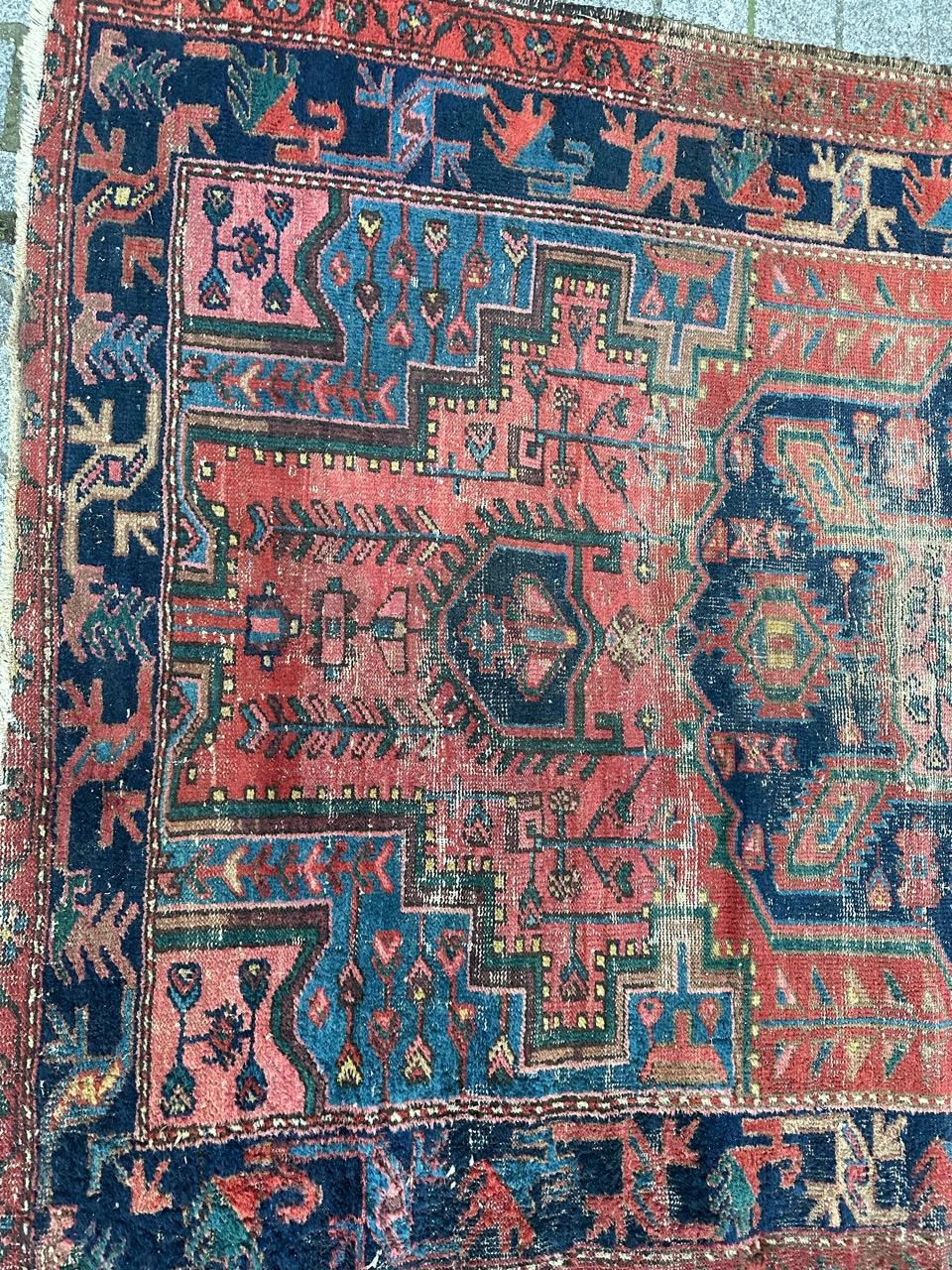 Bobyrug’s pretty distressed antique Hamadan rug  For Sale 6