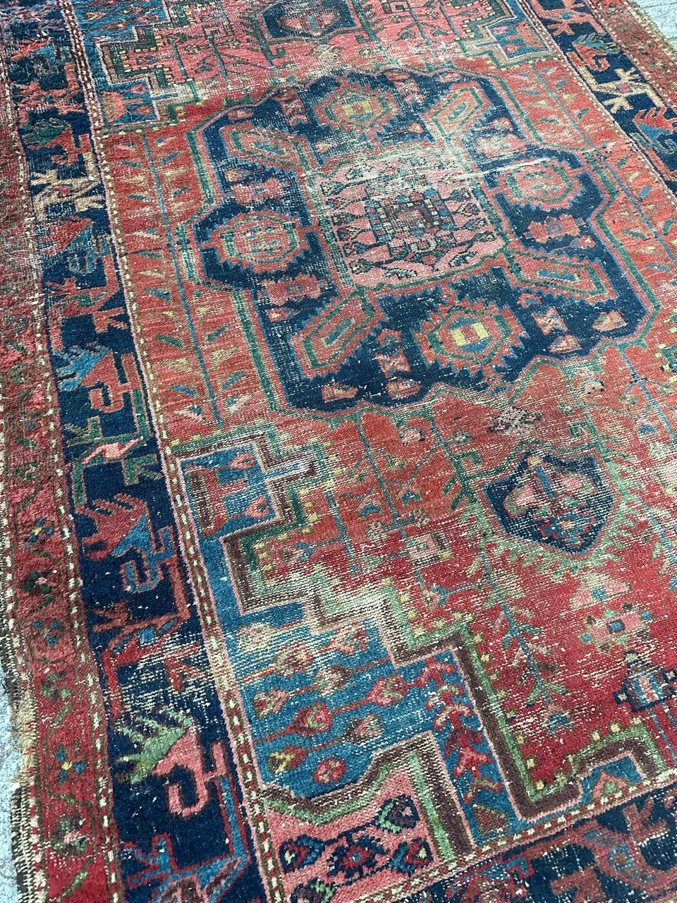Bobyrug’s pretty distressed antique Hamadan rug  For Sale 10