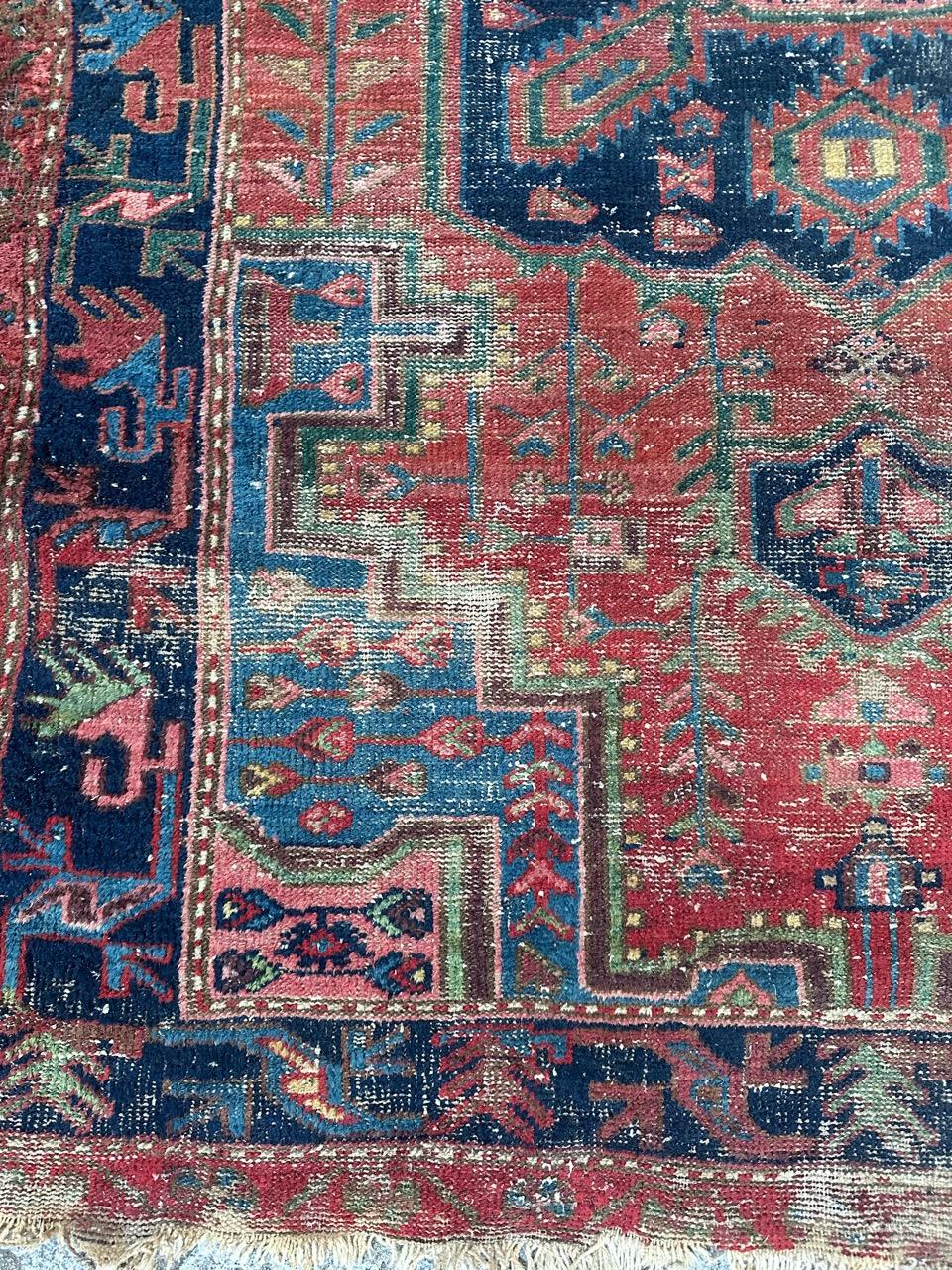 Hand-Knotted Bobyrug’s pretty distressed antique Hamadan rug  For Sale