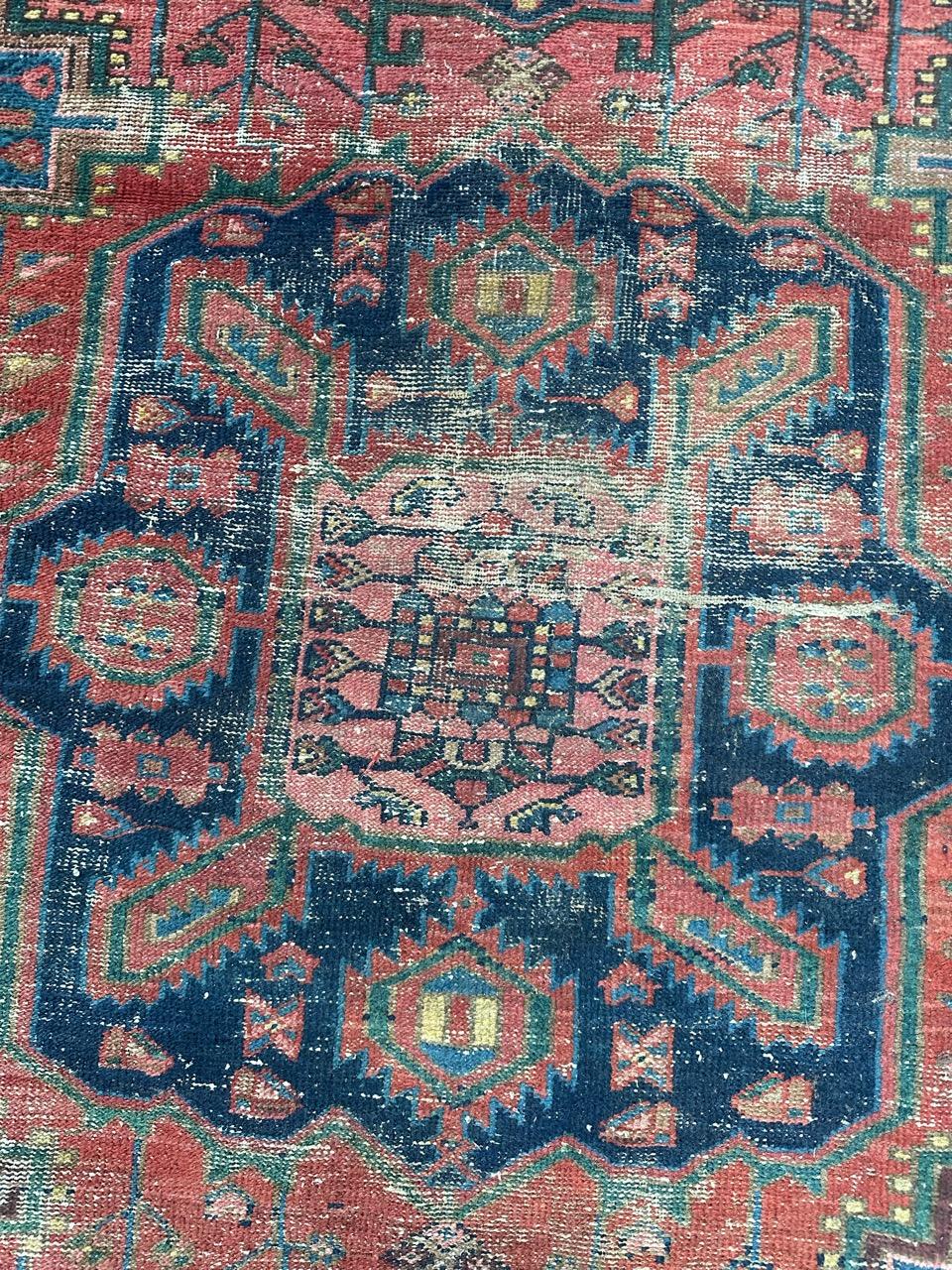 Bobyrug’s pretty distressed antique Hamadan rug  In Distressed Condition For Sale In Saint Ouen, FR