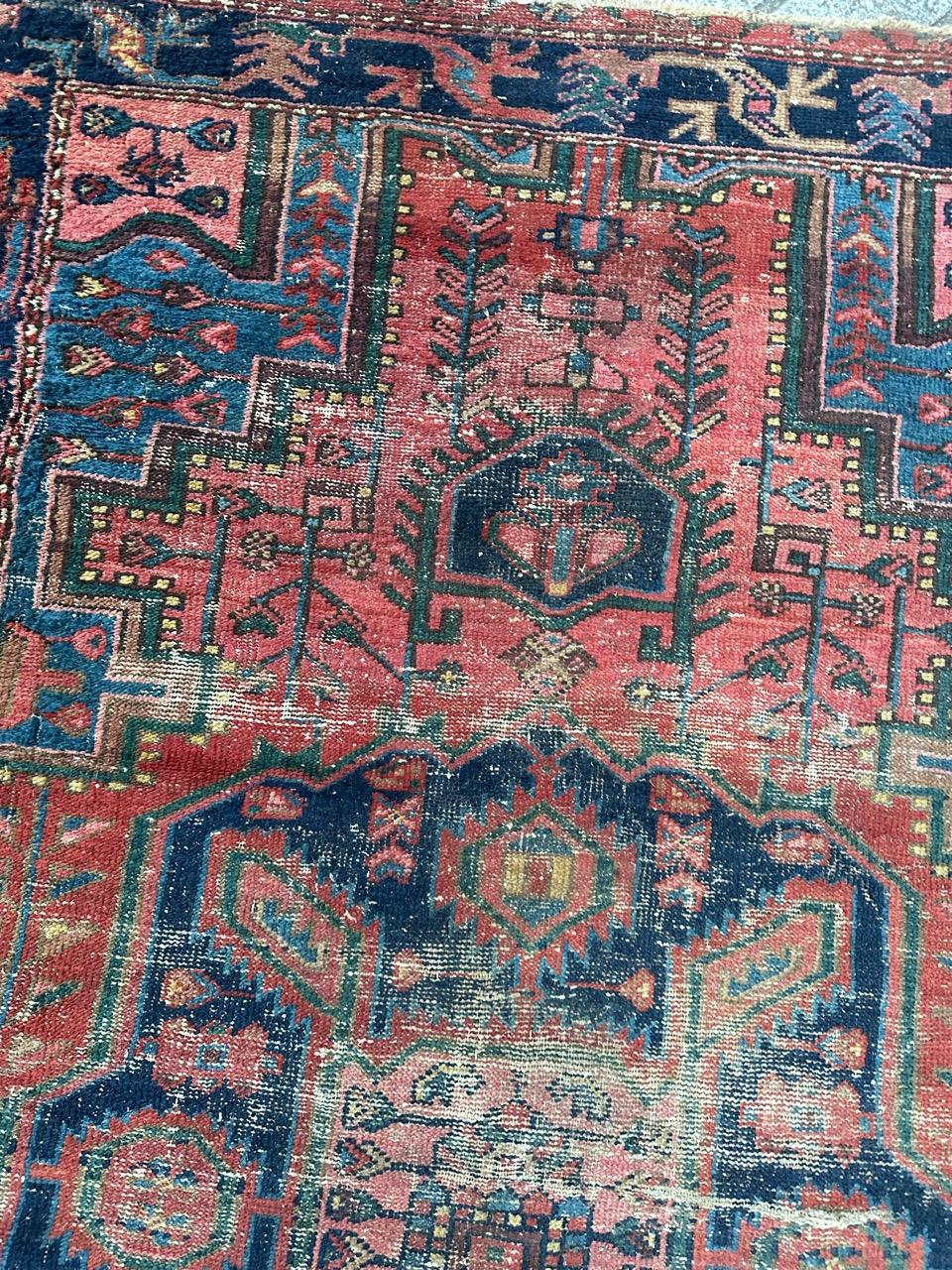 19th Century Bobyrug’s pretty distressed antique Hamadan rug  For Sale