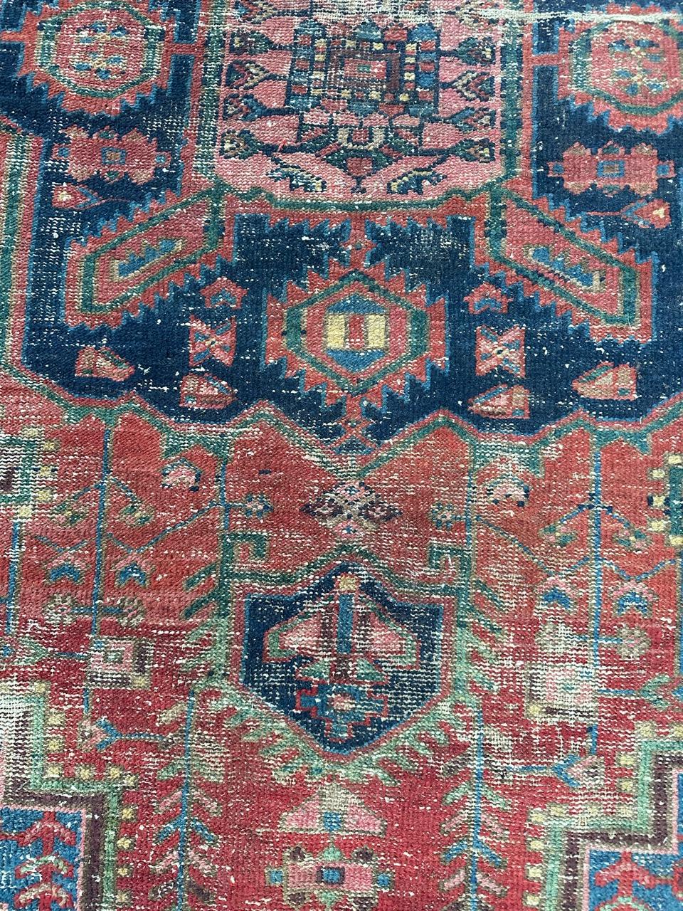 Bobyrug’s pretty distressed antique Hamadan rug  For Sale 1