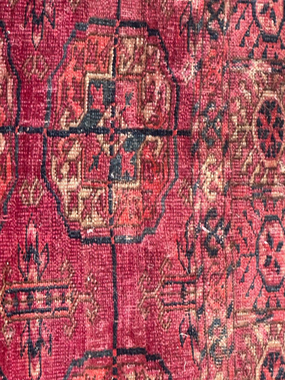 Bobyrug’s pretty distressed antique Tekke Bokhara rug  For Sale 2