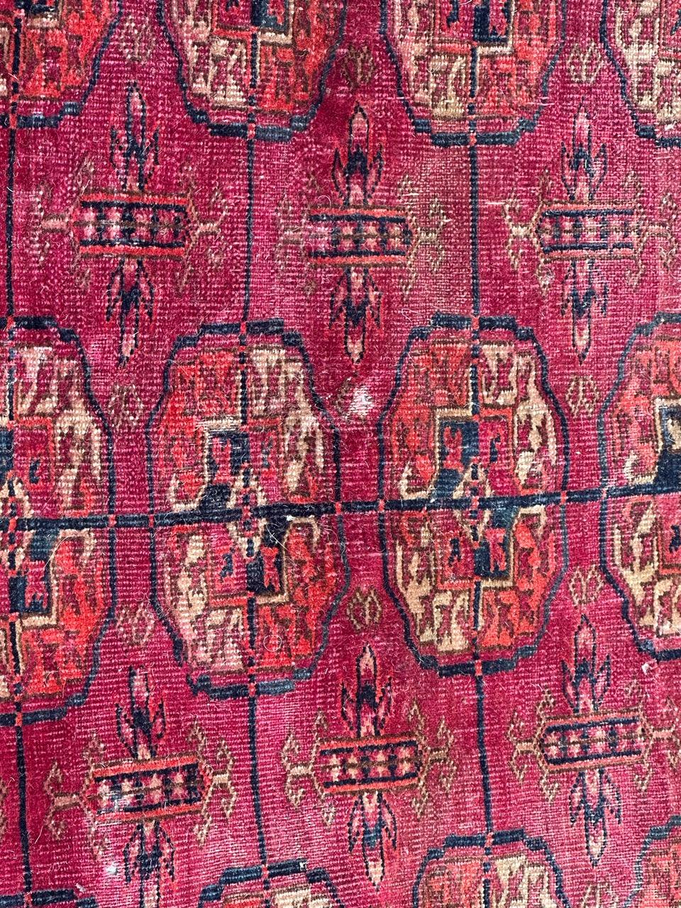 Bobyrug’s pretty distressed antique Tekke Bokhara rug  For Sale 3