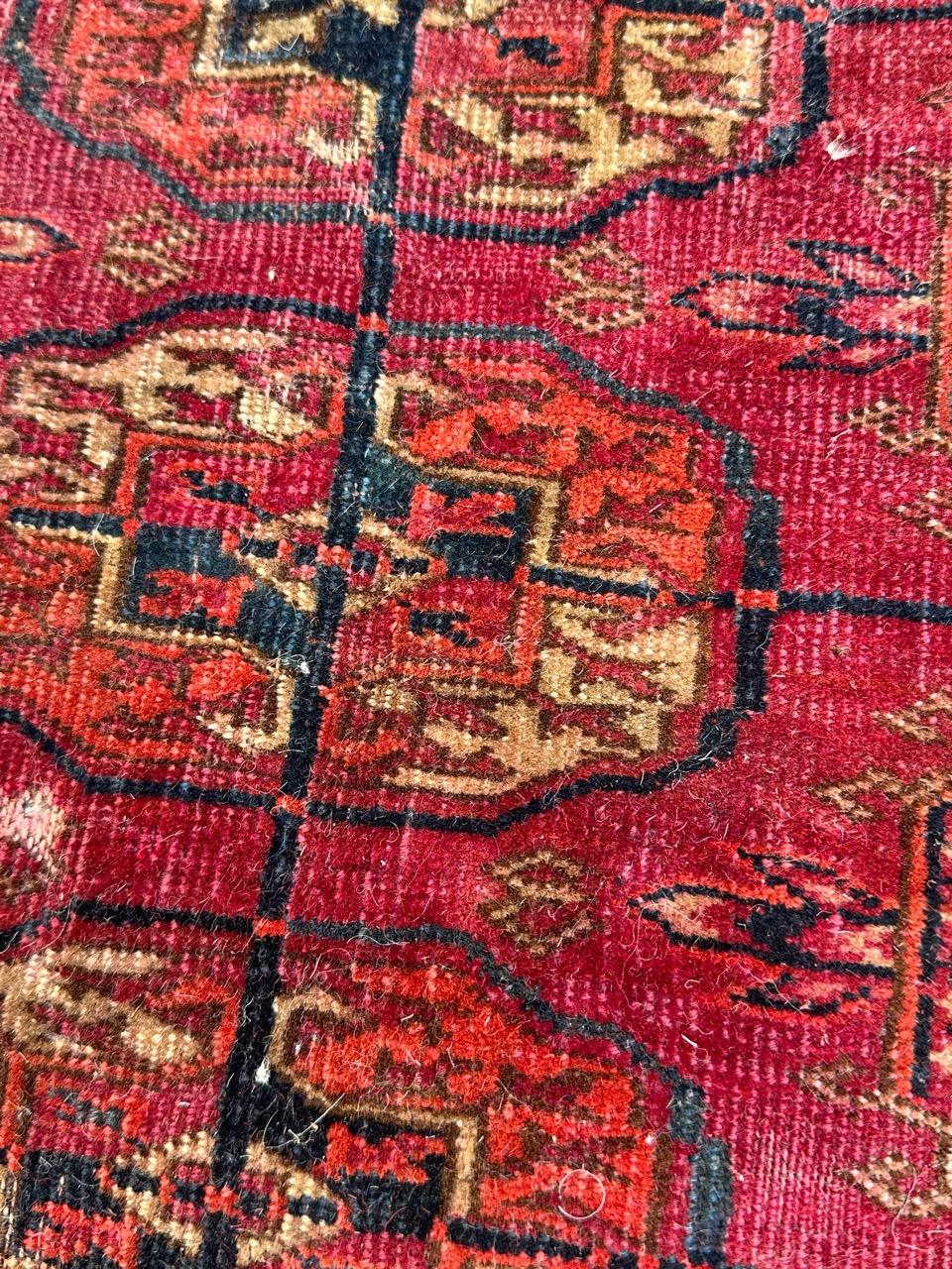 Bobyrug’s pretty distressed antique Tekke Bokhara rug  For Sale 6
