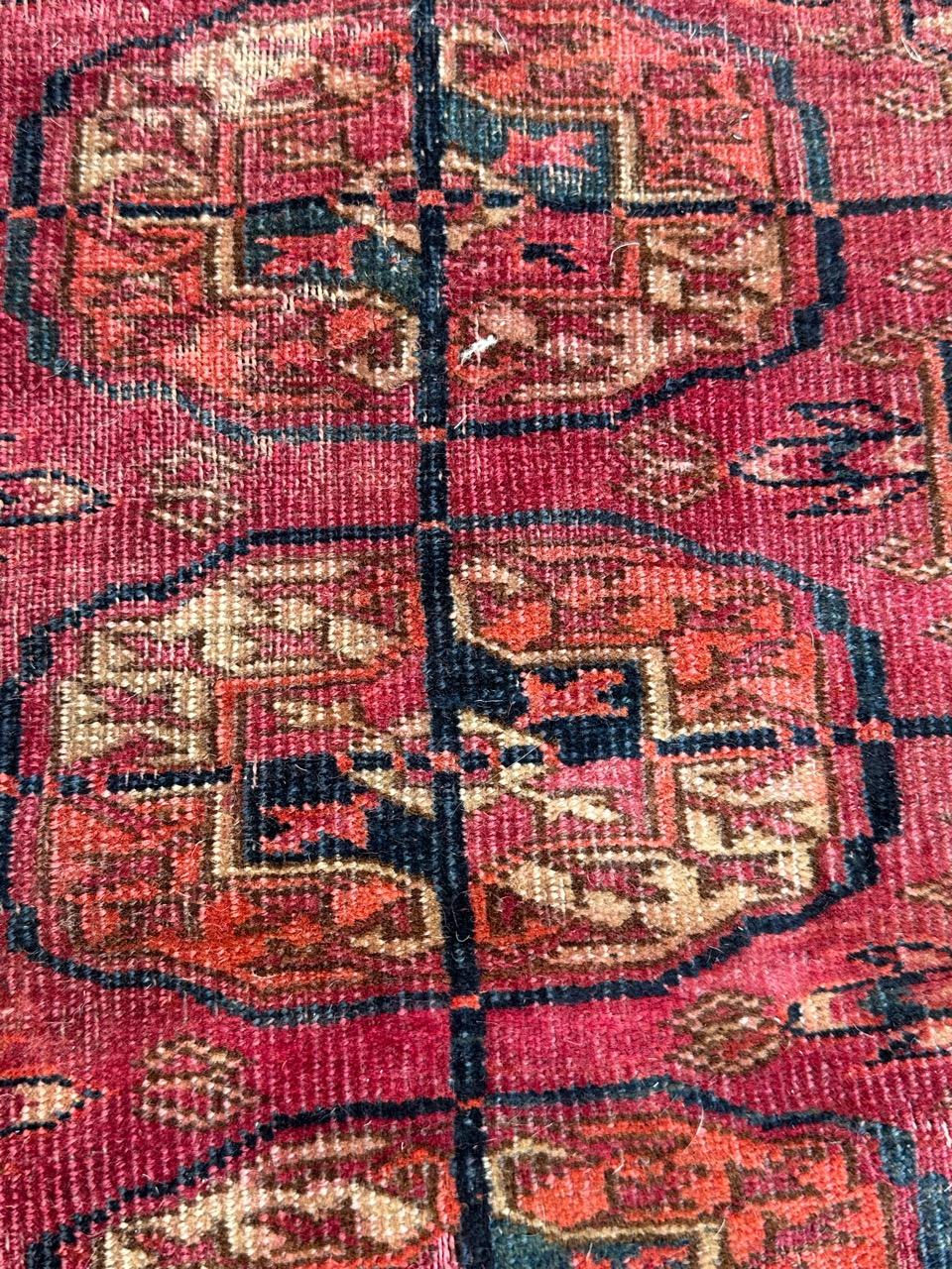 Bobyrug’s pretty distressed antique Tekke Bokhara rug  For Sale 7
