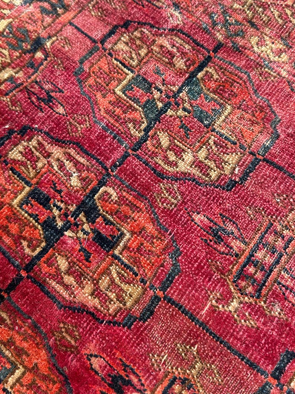 Bobyrug’s pretty distressed antique Tekke Bokhara rug  For Sale 8