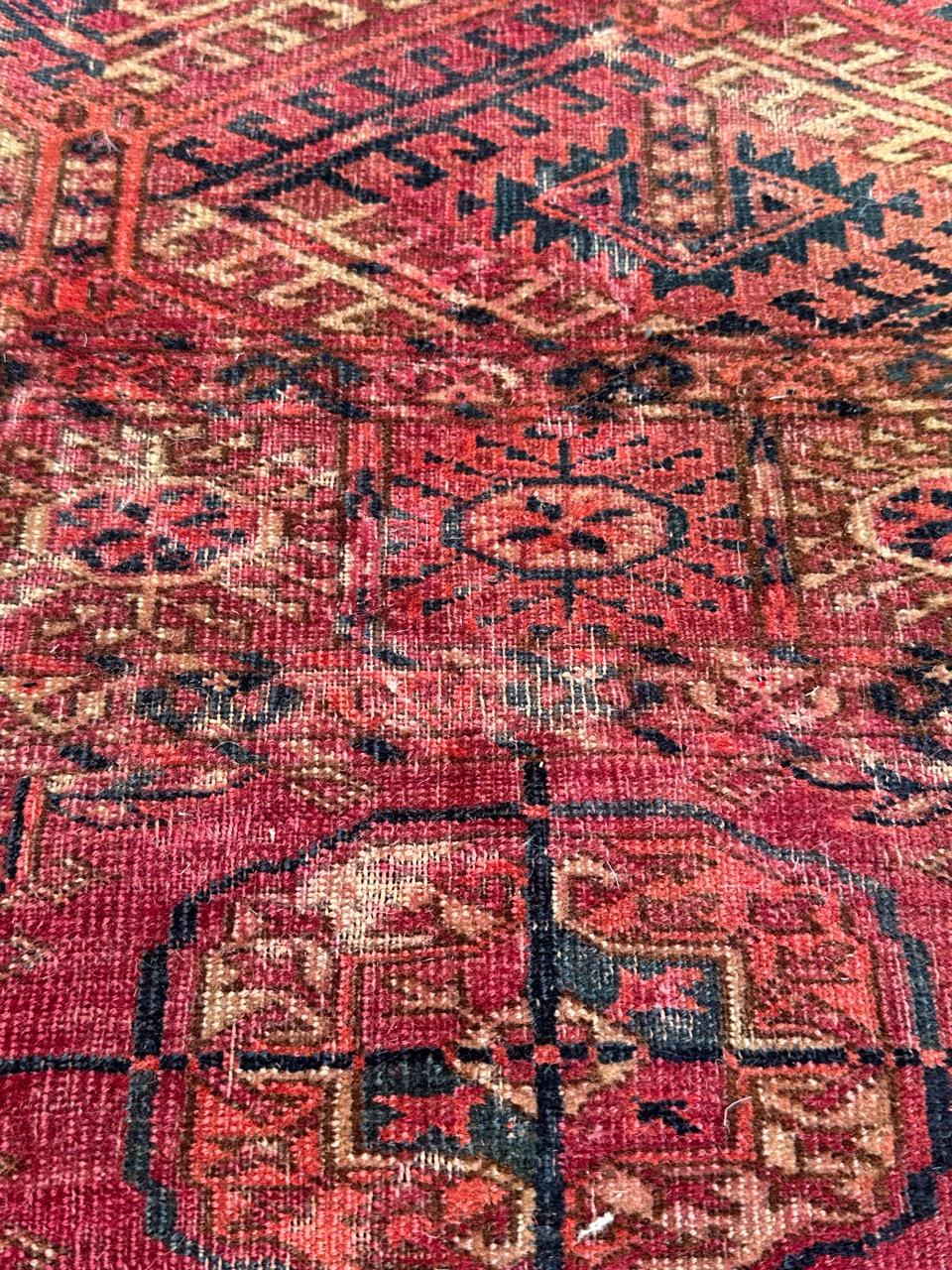Bobyrug’s pretty distressed antique Tekke Bokhara rug  For Sale 9