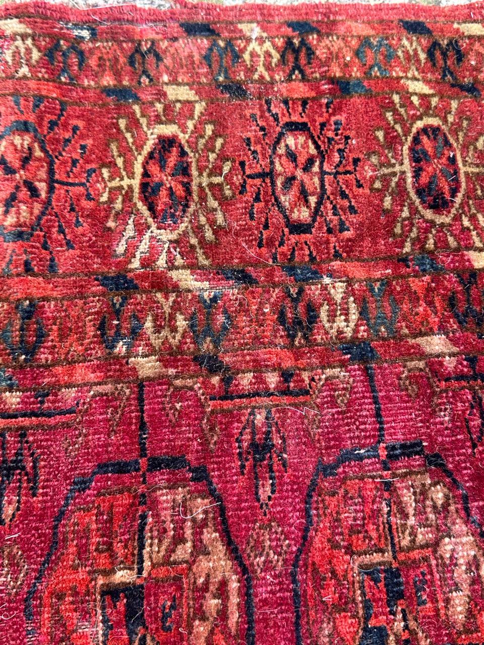 Bobyrug’s pretty distressed antique Tekke Bokhara rug  For Sale 11