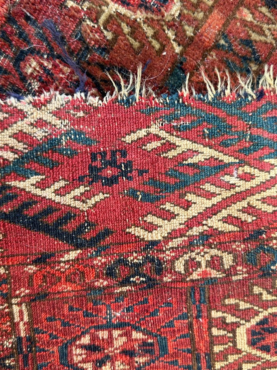 Bobyrug’s pretty distressed antique Tekke Bokhara rug  For Sale 12