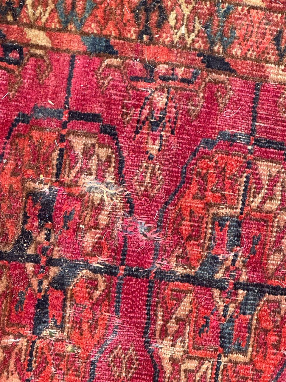 Bobyrug’s pretty distressed antique Tekke Bokhara rug  For Sale 1