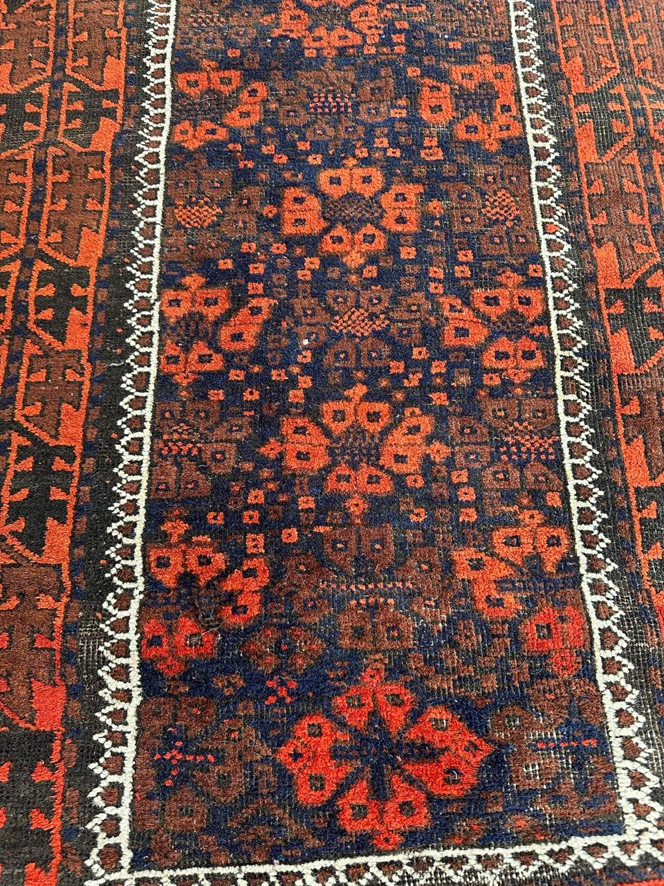 Bobyrug’s pretty distressed antique Turkmen Baluch rug  For Sale 2
