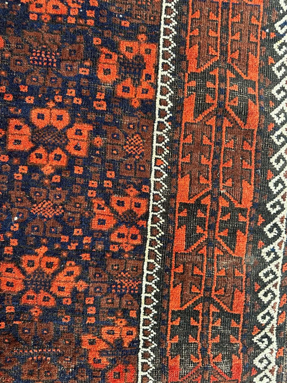 Bobyrug’s pretty distressed antique Turkmen Baluch rug  For Sale 4